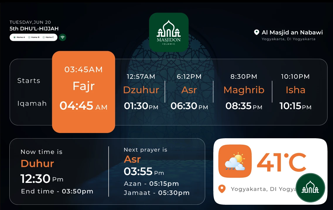 Masjid ON App For Wall Clock