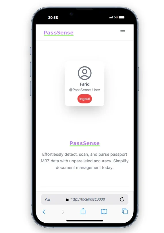 PassSense User Interface